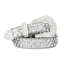 AWAYTR Rhinestone Belt for Women Men - Western Cowgirl Sequin Diamond Bling Studded Belts for Jeans Pants Fit Waist: 33" -38"