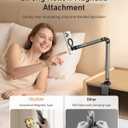 TELESIN Magnetic Phone Holder for Desk and Bed - Strong Magnetic - Tablet Stand Holder with Long Arm - 360 Freely Adjustable Rotation Base - Upgraded Silicone Clamp for iPhone, Android & IPad Series