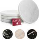Gusto Nostro White Marble Coasters Set of 4 - Luxury Natural Stone Coasters for Drinks - Genuine Marble Kitchen Accessories, Round Artisanal Stone Coaster for Kitchen Counter, Coffee Table, Home Decor