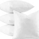 MIULEE Pillow Inserts 20x20 Inch Set of 4, Feather Mix Polycotton with Cotton Fabric Square Decorative Throw Pillows for Couch Bed Sofa