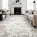 9x12 Area Rug Living Room Rug: Washable Modern Abstract Soft Thin Rug Indoor Floor No Slip Stain Resistant Carpet for Bedroom Dining Room Farmhouse Nursery Home Office - Brown Grey