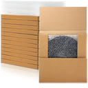 Janlaugh 10 Sets Vinyl Record Mailers 12.6 x 12.6 x 1" Shipping Boxes Easy Fold Album Corrugated Cardboard Box with Fragile Stickers and Bubble Bags for Packing Shipping Moving Storage(Kraft Color)