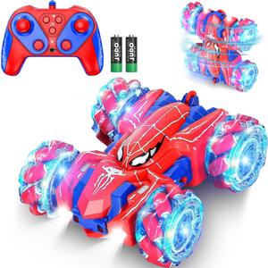 Spider Remote Control Car for Boys Remote Control Truck Double-Sided 2.4Ghz RC Stunt Cars Truck Toys for Boys RC Car Indoor/Outdoor Toy Car for Age 3 4 5 6 7 8 9 Year Old Kids Gifts