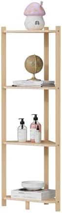 Wisuce Corner Shelf, 100% Real Bamboo Shower Corner Shelves Free Standing Shelf Storage Organizer for Bathroom Living Room Kitchen (Natural, 4 Tier)