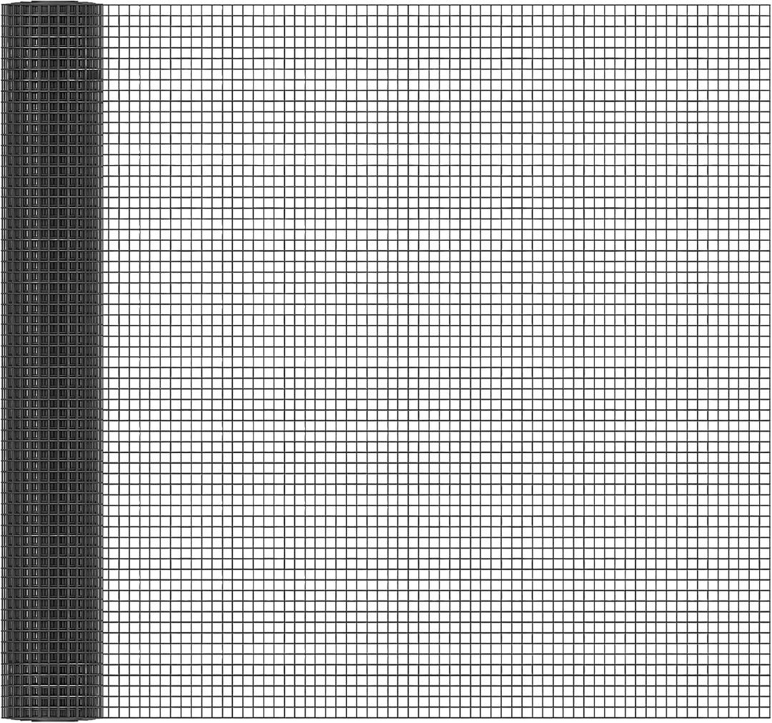 Black Hardware Cloth 1/2in Mesh 36in x 100ft, Chicken Wire Fencing PVC Coated 19 Gauge, Welded Chicken Wire for Rodent Proofing, Tree Guard, Garden Fence, Poultry Netting