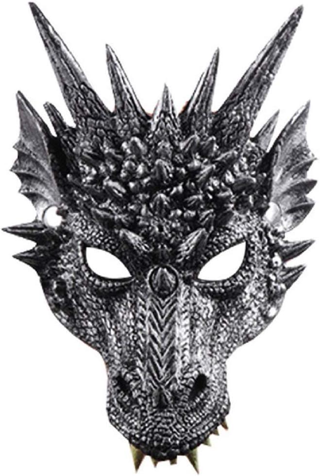 Himine Cosplay Mask Dragon's Head Mask for Festival Party Halloween (Gray)