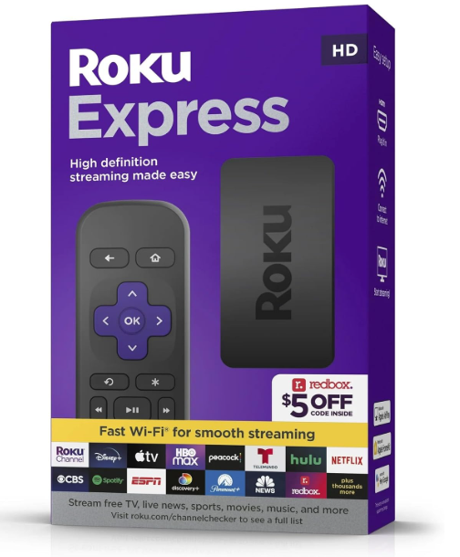 Roku Express (New) HD Streaming Device, with High-Speed HDMI Cable and Simple Remote (no TV Controls), Guided Setup, and Fast Wi-Fi, with MTC HDMI Cable and USB Extension Cord