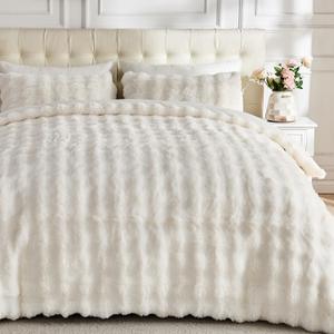 Lotus Karen Fluffy Comforter Queen Set Cover Set-Rabbit Fluff Faux Fur Duvet Cover Queen Size,Cream White Plush Fuzzy Furry Bedding Sets 3Pieces(1 Duvet Cover & 2 Pillow Shams),Zipper Closure Lotus Karen Fluffy Comforter Queen Set Cover Set-Rabbit Fluff Faux Fur Duvet Cover Queen Size,Cream White Plush Fuzzy Furry Bedding Sets 3Pieces(1 Duvet Cover & 2 Pillow Shams),Zipper Closure