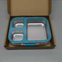HOMEKOL Stainless Steel Bento Lunch Box, 3-Compartment Leak-Proof Lunch Container for Kids & Adults, BPA/BPS-Free 304 Metal Food Box, Dishwasher Safe, Clear Tritan Lid, Blue (Not Insulated)