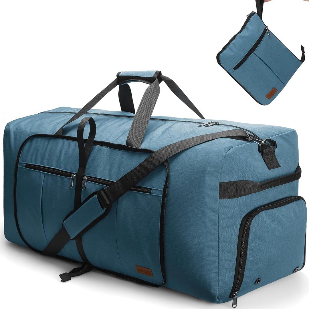 100L Travel Duffle Bag for Men, Urtala 32 Large Duffle Bag for Traveling with Shoe Compartment, Foldable Travel Duffel Bag for Men Women Waterproof & Tear Resistant (Light Blue, EXTRA LARGE, 100L)