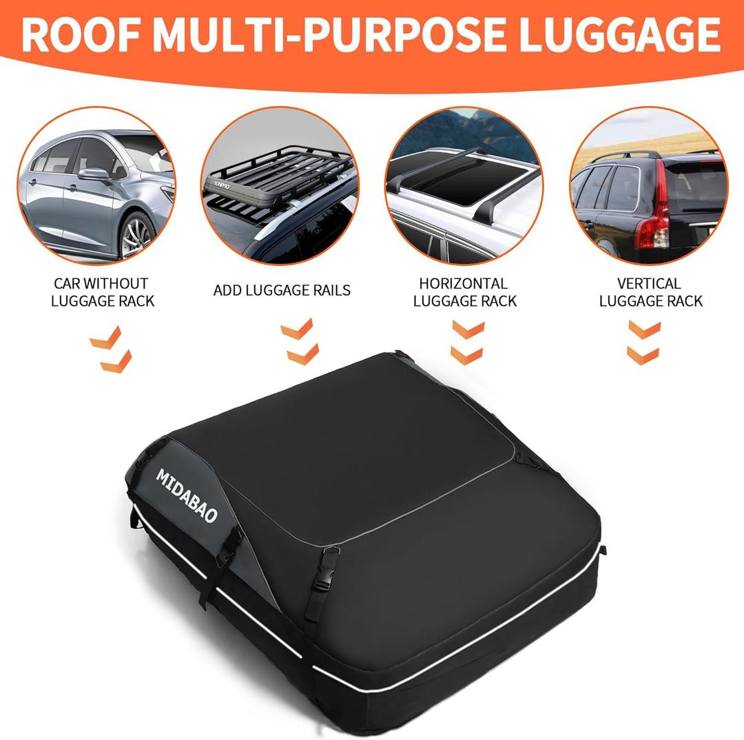 MIDABAO Thickened 20 Cubic Waterproof Duty Car Roof Top Carrier-Car Cargo Roof Bag Car Roof Top Carrier - Easy to Install Soft Rooftop Luggage Carriers with Wide Straps 20 Cubic Feet MIDABAO Thickened 20 Cubic Waterproof Duty Car Roof Top Carrier-Car Cargo Roof Bag Car Roof Top Carrier - Easy to Install Soft Rooftop Luggage Carriers with Wide Straps 20 Cubic Feet