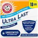 ARM & HAMMER Ultra Last Clumping Cat Litter Unscented MultiCat 18 Lbs. Pet Friendly with Baking Soda Odor Control Litter