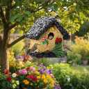 2026 Seeded Birdhouse, Wood Bird House Covered with Wild Birdfood, Water Proof Birdseeds Feeder for Outside Hanging, Birdseeded Bird House for Outdoor