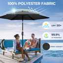 Wisteria Lane Outdoor Patio Umbrella, Market Umbrella, Large Outdoor Umbrella, Metal Pole Umbrella with Push Button Tilt and Crank, Polyester Canopy, Black, 7.5' diameter, 80.4" pole length