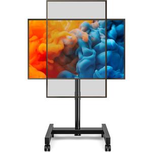 YOMT Mobile TV Cart Rolling TV Stand for 13-50 inch Screens, Tilting and Rotating Mount, Portrait to Landscape, Height Adjustable Portable TV Stand with Wheels Holds up to 44lbs Max VESA 200x200mm