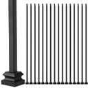 Therwen 40 Sets Wrought Iron Balusters, Square Stair Iron Balusters Hollow Straight Bar Metal Baluster Shoes Stair Flat Shoe for 1/2 Square Staircase Metal Spindle Railing, Satin Black