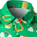 St. Patrick's Day Irish Printed Shirt Casual Button Down Short Sleeves Hawaiian Shirts for Men