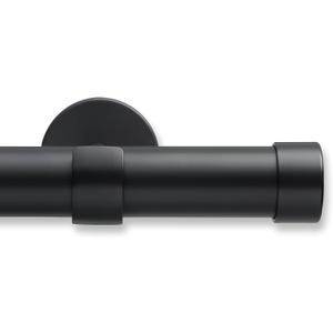 MODE Cambria Designer Series - Premium 12 foot Custom Curtain Rod - 1-1/8 inch Large Diameter - Non-Adjustable for a Seamless Look - Premium Designer Brackets and End Caps - Satin Black Finish