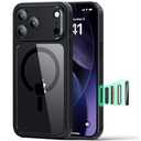 ESR for iPhone 17 Pro Max Case, Camera Control, Compatible with MagSafe, Shockof Military-Grade tection, Magnetic Phone Case for iPhone 17 Pro Max, Classic Hybrid Case, Clear Black