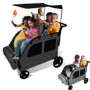 4 Seater Wagon Stroller, Large Wagon for Kids 2 3 Toddler Travel All Terrain Daycare Quad Triple Twin Double Side by Side Stroller with Canopy Convertible Seats (Dark Grey)