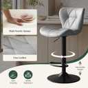 HAPPYMONT Bar Stools Set of 2, PU Leather Adjustable Height Swivel Barstool | Modern, Counter Height Chairs, Back, Footrest, Padded Seat, Kitchen Island, Living Room, Dining Room, Cafe, Grey