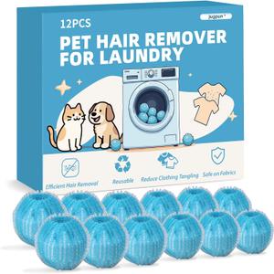 12 PCS Pet Hair Remover for Laundry, Reusable Dog & Cat Hair Remover for Laundry, Laundry Pet Hair Catcher for Clothes, Bedding, Wont Damage Fabrics (Blue)
