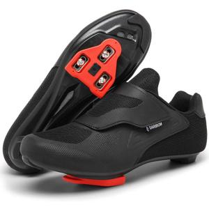 Unisex Road Bike Cycling Shoes Compatible with Peloton Bike Riding Shoes for Women Men, 1 Wide Straps, Pre-Installed Delta Cleats for Indoor Outdoor Cycling Biking (6 Women/4.5 Men, Black)