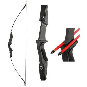 TOPARCHERY Archery 57" Takedown Youth Recurve Bow Hunting Black Long Bow for Beginner Teenagers Right Left Hand Black - Draw Weight 20lbs 30lbs 40lbs
