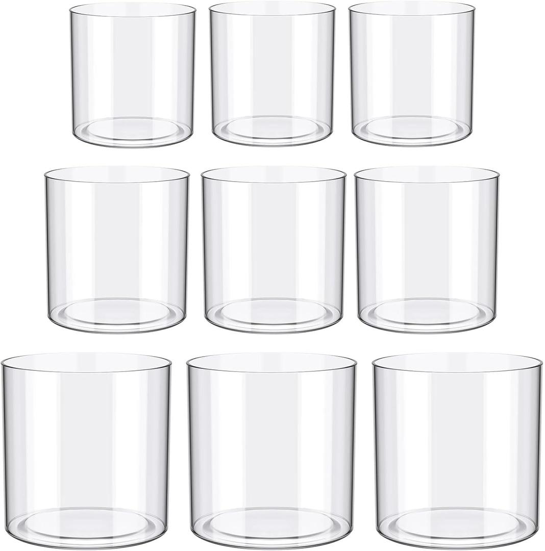 meekoo 9 Pcs Flower Acrylic Vase Cylinders Round Decorative 6 x 6 in, 5 x 5 in, 4 x 4 in Vase Break Resistant Acrylic Flower Cylinder for Centerpiece Home Wedding Decor(Classic)