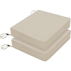 Favoyard Patio Chair Cushions 18.5 x 16 x 3 Inch Waterproof Outdoor Seat Cushions for Patio Furniture 3-Year Color Fastness Garden Sofa Couch Chair Pads with Handle & Adjustable Straps Set of 2, Beige
