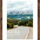 A2 Picture Frame with A3 Mat, Display 11.7x16.5 inch A3 with Mat or 16.5x23.4 inch A2 without, Wood 16.5 by 23.4 Photo Frame, 16.5 x 23.4 Frame for Wall Hanging, Deep Brown