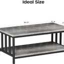 Homeiju Coffee Table for Living Room with Slatted Sides Frame, Modern Farmhouse Living Room Table with 2-Tier Storage Shelf for Home Office, Apartment, Grey Wash, 39 inch, 39.4L*21.6W*18.1H