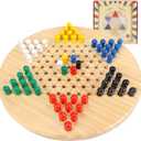 Gothink Chinese Checkers Board Game Toy for Adults Seniors Kids, 11.5 inches Classic Wooden Checkers Game Set, 66 Wooden Pegs in 6 Bright Colors, Fun Family Board Games for All Ages