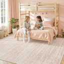 Soalmost Pink 8x10 Area Rugs for Baby Girl Nursery, Washable Rugs Vintage Floral Non-Slip Low Pile Soft Throw Carpet for Living Room Dining Room Bedroom Kids Playroom (Pink, 8'x10')