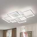 Shine LUEST Modern LED Ceiling Lights for Bedroom Dimmable Modern 6 Ring Square Ceiling Lights for Living Room with Remote Control White Bedroom Ceiling Lamp Fixures for Kitchen,Bathroom,Balcony