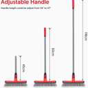 Floor Scrubber with Long Handle, 2 in 1 Scrubbing Brush Stiff Bristle Shower Cleaning Brush for Bathroom, Kitchen, Tub, Carpet, Grout, Tile(Red)