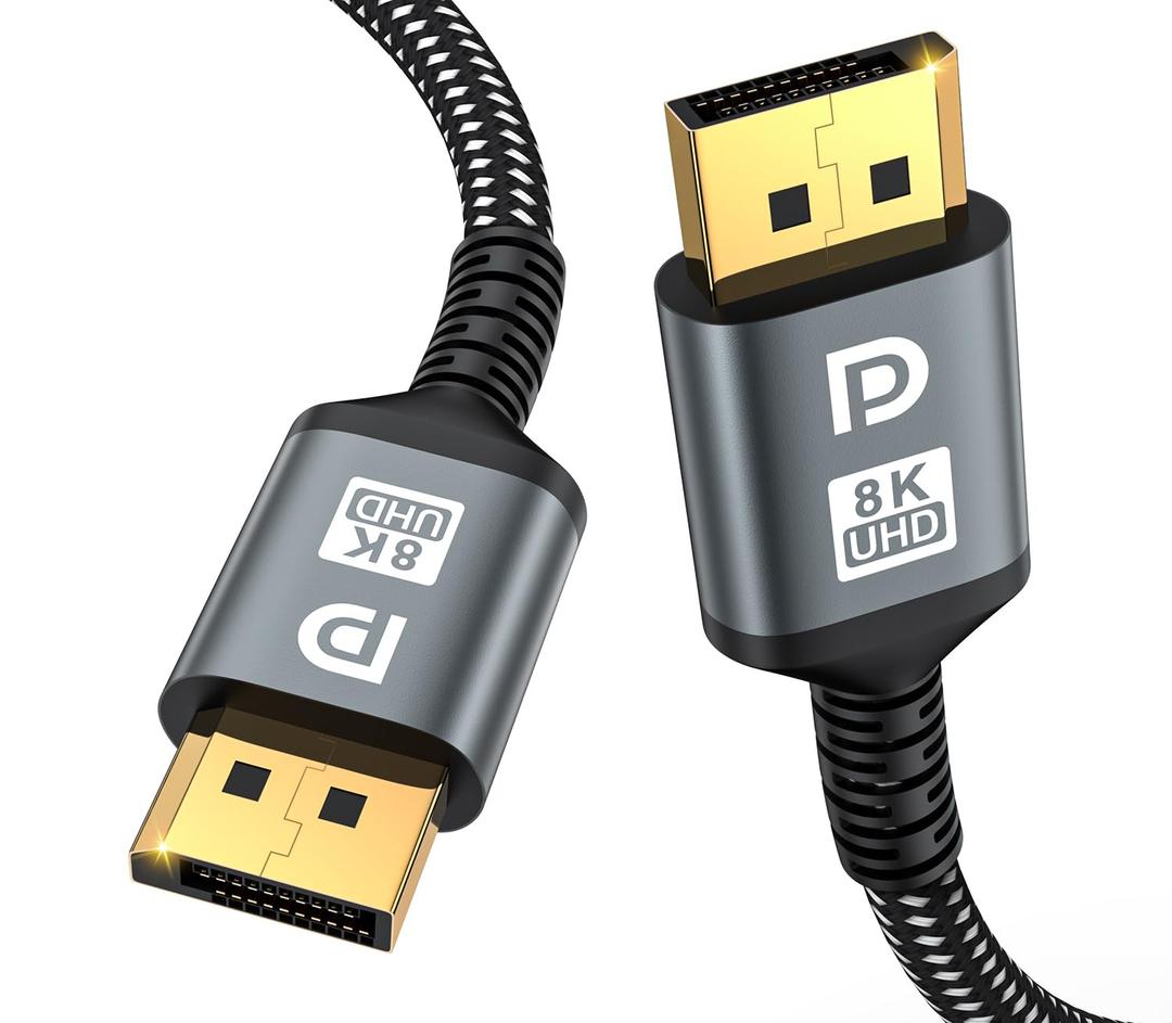 16K DisplayPort Cable 2.1, 15 FT DP Cable [16K@60Hz, 8K@120Hz, 4K@240Hz, 40Gbps] | Gold-Plated DP to DP for Gaming Monitor, PC | Supports HDR, HDCP, FreeSync, G-Sync, RTX 4090, 7900XTX