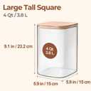 ComSaf 2Pcs Large Glass Storage Containers with Lids 4Qt, 1 Gallon Wide Mouth Flour Sugar Storage Containers, Large Capacity and Sealed for Rice, Cereal, Oat, Easy Clean and Scoop, Pantry Organization
