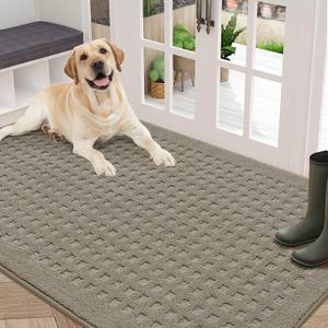 BEQHAUSE Dirt Trapper Door Mats 36"x60", Non Slip Washable, Beige