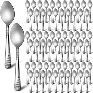 200 Pcs Dinner Spoons Set 6.7 Inches Stainless Steel Dessert Spoons bulk Silverware for Home Restaurant Kitchen Mirror Polished Dishwasher Safe