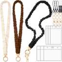 Scrunchie Lanyards for ID Badges, Stretchy Lanyard for Women - Teacher Nurse Neck Lanyard with Card Holder for Office, School, Hospital & Cruise, Neutral Colors