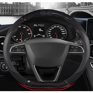 Carbon Fiber Leather Car Steering Wheel Covers 38cm for SEAT for Tarraco for Toledo for Arona for Leon Accessories Wheel Cover