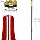 King & Queen Costume Set for Adults with Crown & Scepter, Medieval Royal Cape for Halloween & Christmas