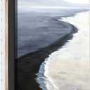 Navy Blue Ocean Painting Blue Sea Wave Picture Abstract Sea Wall Art Black and White Beach Painting Coastal Seascape Pictures Nature Seascape Canvas Beach Scene Poster for Bedroom 16x24in with Frame