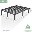 Full Size Bed Frame, 18 Inch Heavy Duty Metal Platform Bed Frame, Noise Free Steel Mattress Foundation, No Box Spring Needed, Spacious Under Bed Space