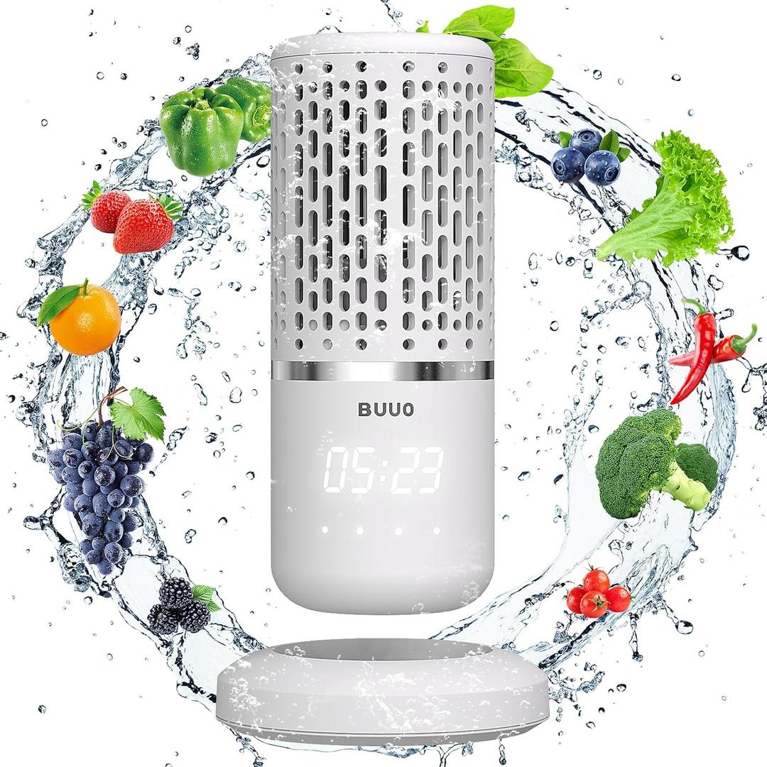 Fruit and Vegetable Washing Machine, Electric Fruit Cleaner, Faster Electrolytic Water, with Large Reaction Area, 6 min Countdown,Ideal for Cleaning Fruit,Vegetable,Rice,Tableware(Beige)