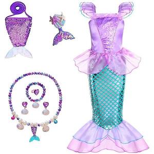 Little Girls Princess Mermaid Costume for Girls Dress Up with Accessory for Christmas Birthday Party Supplies