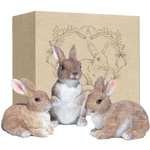 3 Pcs Bunny Decor Figurines Garden Decorations, Cute Bunny Yard Statues Outdoor, Easter Rabbit Statues, Hand-Painted Resin Animal Figurines for Home Table Decor