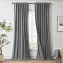Black Out Grey Linen Curtains 84 inches Long for Bedroom Living Room 100% Blackout Darkening Neutral Back Tab Thermal Insulated Gray Window Curtains with Hooks 2 Panels Set 7ft 52x84,Dark Grey