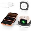 Charging Station for Apple Multiple Devices：2 in 1 Foldable Wireless Charger for Magnetic Wireless Charger Station Travel Charging Pad for Apple iPhone 17 16 15 14 13 12 Series& Apple Watch& Airpods